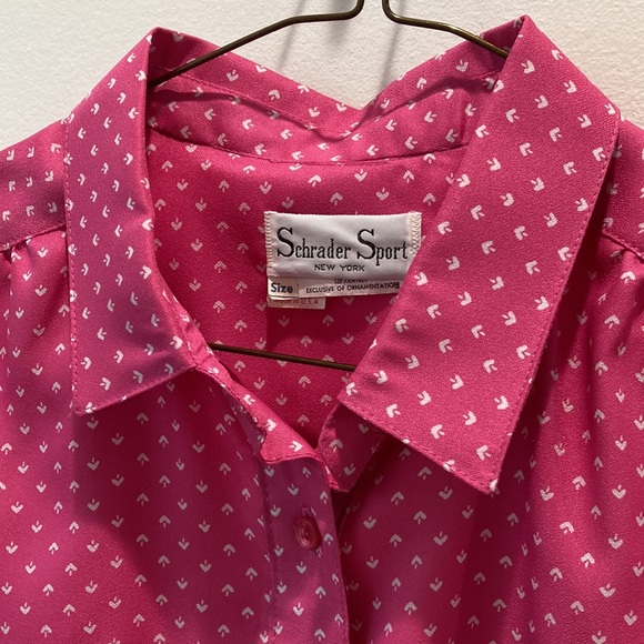 Vintage 1970s Schrader Sport  geometric Dot shirt Dress 14 16 - Picture 4 of 13
